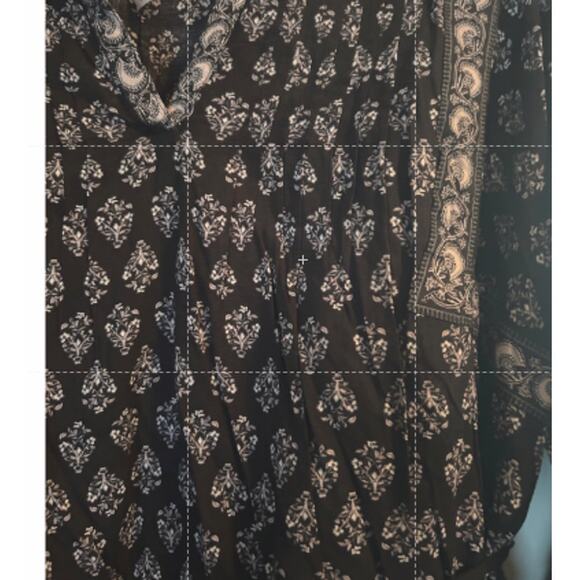 NWT Old Navy Black Patterned Dress Long Sleeves V Neck Elastic at Waist Sz Med - Picture 7 of 7